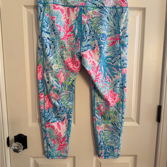 Lilly Pulitzer Luxletic Teal and Pink Leggings XL - Picture 5 of 7